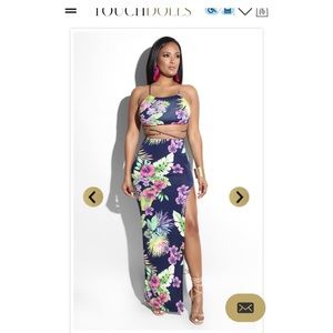 Two piece flower skirt set- island princes set